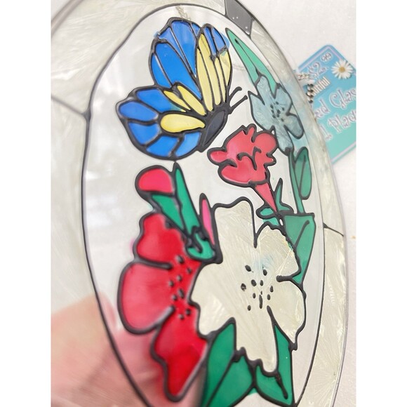 X3 VTG Stained Glass Suncatchers Birdhouse Hummingbird Butterfly NOS Decor - Picture 7 of 7